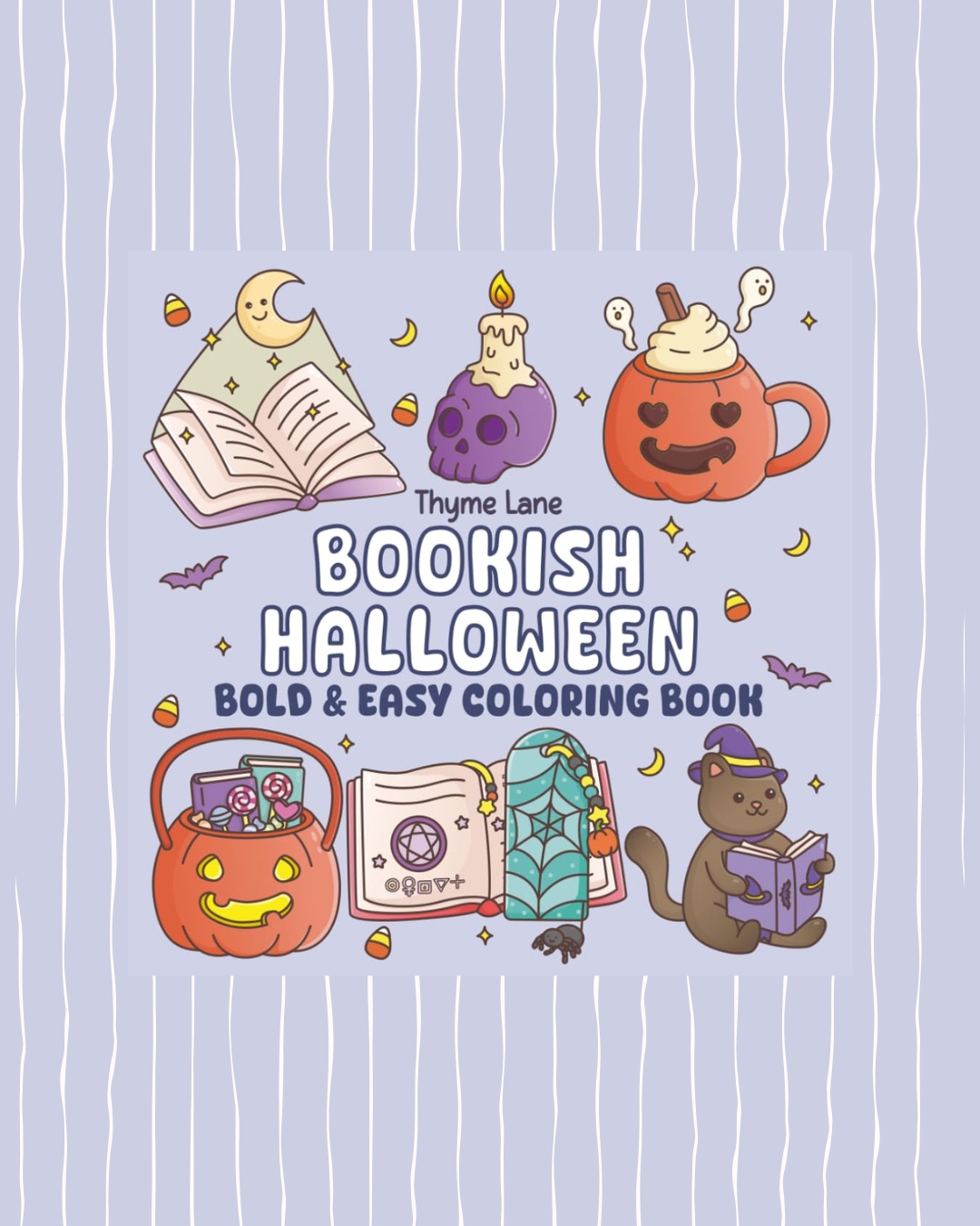 Book 3 Thyme Lane, Bookish Halloween, Bold and Easy Coloring Book